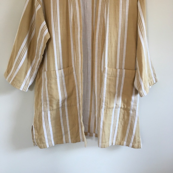 Eileen Fisher Organic Cotton Striped Doubleweave Reed Kimono Jacket PM/PL Boho - Picture 4 of 13